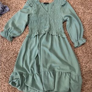 Elegant Teal Mini Dress with Ruffle Details